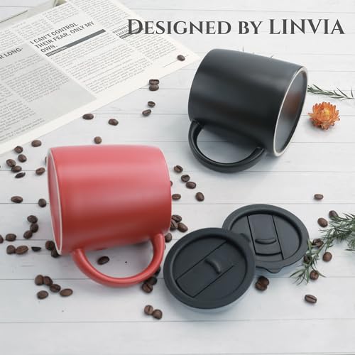 Taza cerámica con tapa 14 oz negra miniatura 5