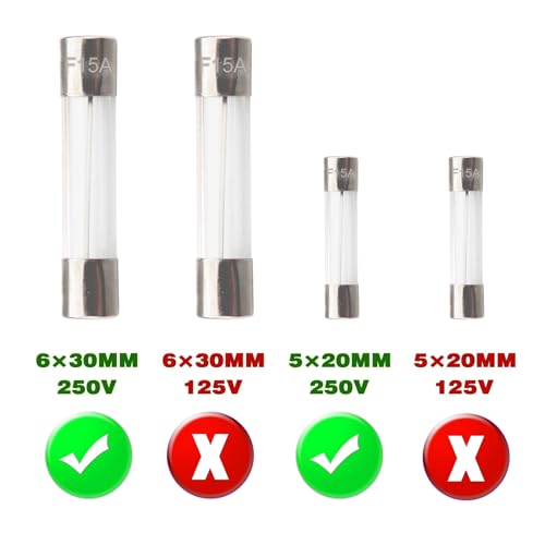 Qbgtfak 250Pcs Quick Blow Glass Tube Fuse Assorted Kit 250V Fuses 0.5A thumb #5