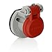 Leviton 15S31-UR 15 Series Cam-Type Male/Female Panel Mount Receptacle Enclosure with Automatic Closing Lid, Thermoplastic Housing and Cover, Stainless Steel Torsion Spring, Red