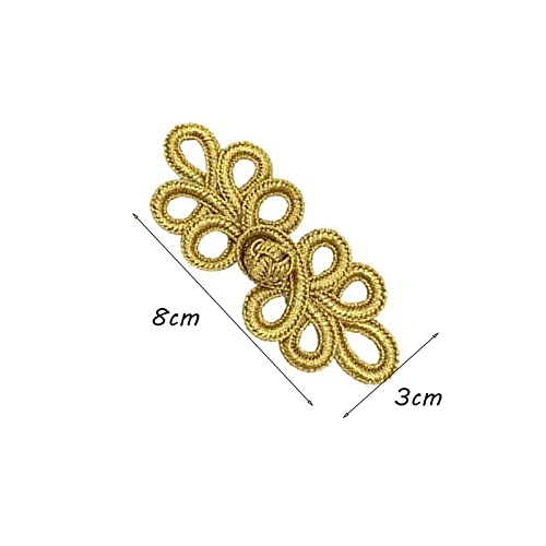 Wiyould 10 Pairs Chinese Knots Frog Buttons Closure Knots Sewing Buttons Fasteners For Cheongsam Tang Suit Scarf Cardigan Sweater Cloak Coats Costumes Outfit Sewing(Gold, W5) #TOP1
