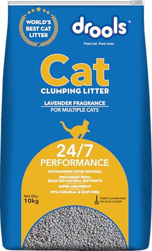 Image of Drools Cat Litter (for Multiple cat Breeds) 10 kg Pack | Lavender Flavour | Pet and People Friendly | Long Lasting Lavender Fragrance | Super Absorbent of Liquids