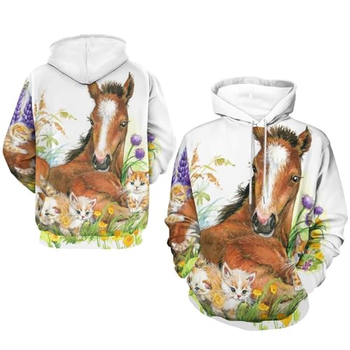 Sweat à capuche chats gris blanc confortable contre le froid - Pull unisexe S