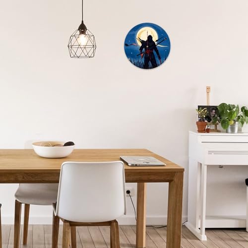 Horloge murale décorative moderne ninja bois 34 cm sans cadre salon - 6