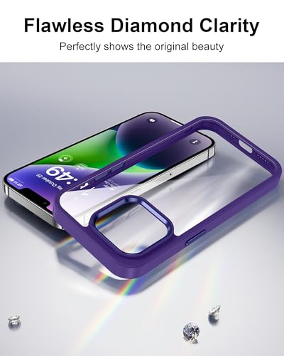Image of HOOMIL Case for iPhone 14 Plus 6.7-Inch, Non-Yellowing, Drop Protection, Anti-Scratch Transparent Hard Back Phone Cover - Dark Purple
