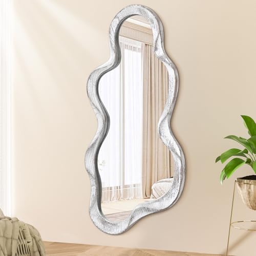 Lzuso Miroir Mural asymétrique Noir Cadre en Bois irrégulier Art