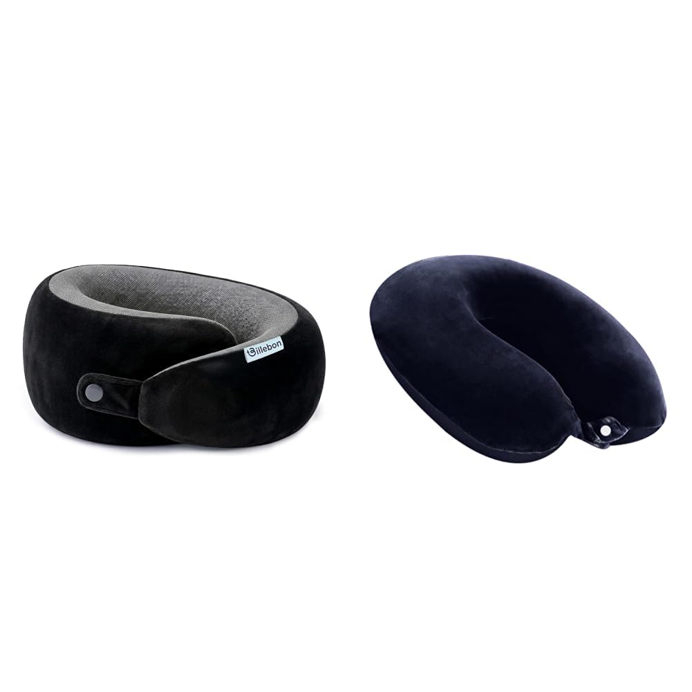 Memory Foam Neck Pillow with Cooling Gel, Snake Shape Travel Pillow with Snap Button, + Cool Gel Infused Memory Foam Travel Neck Pillow with Magnetic Fabric Luxury Neck Support-image-46