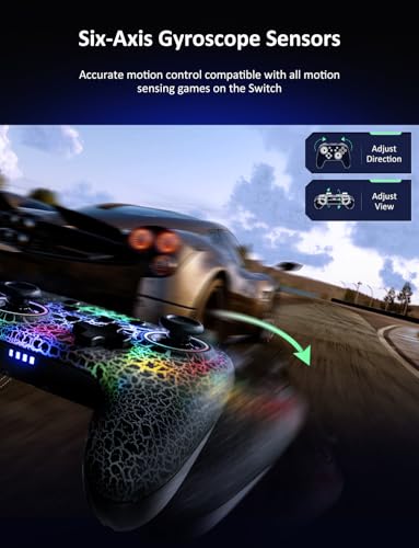 Image of NexiGo Wireless Controller (No Deadzone) for Switch 2 and Switch, Bluetooth Controllers for Nintendo Switch with Vibration, Motion, Turbo and LED Light (Lightstorm)