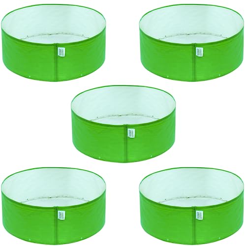 Image of Anandi Green's Premium HDPE Uv Protected 220 GSM Round Shaped Green Colour Plants Grow Bags Suitable for Terrace and Vegetable Gardening (Pack of 5, 24x9 INCH)
