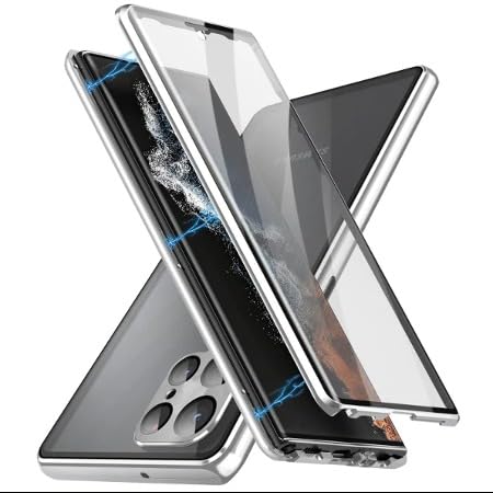 MILLION CASES® Back Cover Case for Samsung Galaxy S23 FE Soft Flexible TPU Shockproof Protective Dual Shield Magnetic Glass Case(Silver) (B0CYQ136GF) Amazon Price History, Amazon Price Tracker