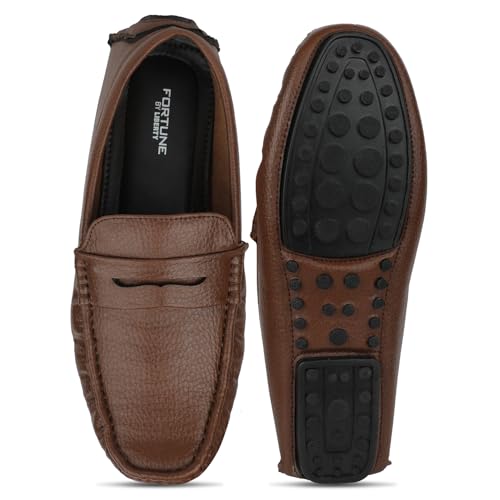Image of Liberty Fortune CLASSIK-2E Loafer Shoes for Men - Brown, Black, Non-Lacing Casual Formal Slip-On Loafers Stylish Shoes Ideal for Office, Party, Wedding, Kurta - Comfortable Lightweight