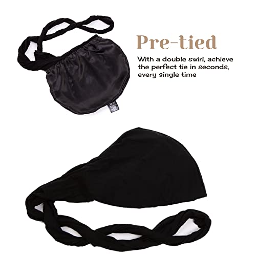 Silk Satin Lined Turban For Men Durag Head Wrap Pre-Tied Skull Cap Turbans For Women Sleeping Bonnet Halo Turban Sleep Cap Hair Cover Soft Night Hat Hair Wrap Bamboo Outer Material Black #TOP4