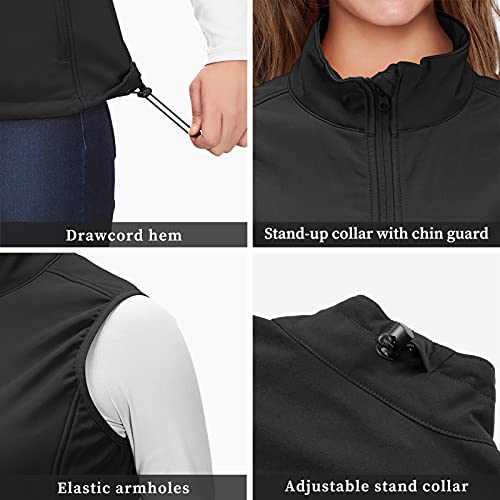 33,000ft Weste Damen Outdoor Leichte Softshell-Weste Ärmellose Jacke Winddichte Fleece Damenweste für Laufen Golf Wandern Schwarz 42