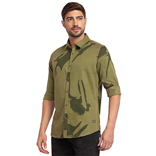 Image of Spykar Men Cotton Regular Slim Fit Full Sleeves Shirt