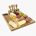 Taglieri per formaggi migliori joeji's Kitchen Tagliere per Formaggi Aperitivo in Legno di Bambù - Set formaggio e coltelli con Quattro Utensili - Regali di Natale, regali di inaugurazione della casa, regali di anniversario