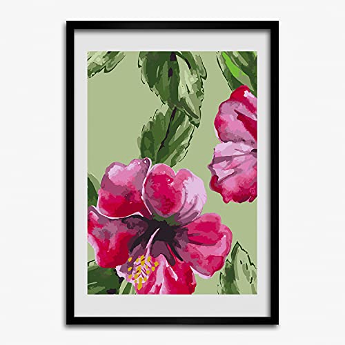 Cadre photo 50x70 cm fleurs hawaïennes en bois MDF de qualité supérieure