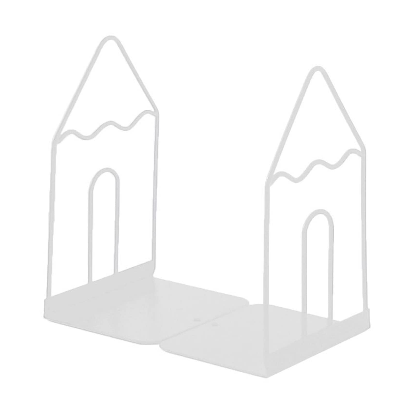 Bookends zatyczki do książek z kutego żelaza 1 para koniec wspornik półki na książki organizer czasopisma artykuły papiernicze biurowe półka(White)