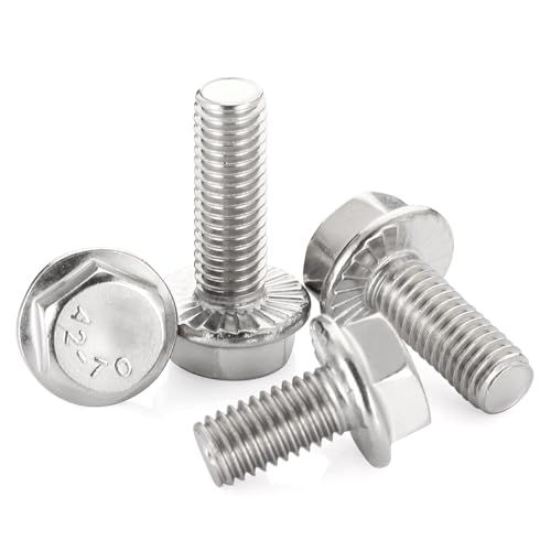 Image of 5 /16-18 x 1 inch Flange Hex Head Bolts, Stainless Steel 304, Fully Threaded, 25 PCS