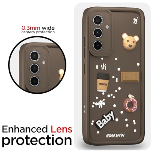 Image of Pikkme Back Cover for Samsung Galaxy A35 5G | Cute Fun Cartoon 3D Bear Silicone Full Body Protection Bumper Cover (Brown)