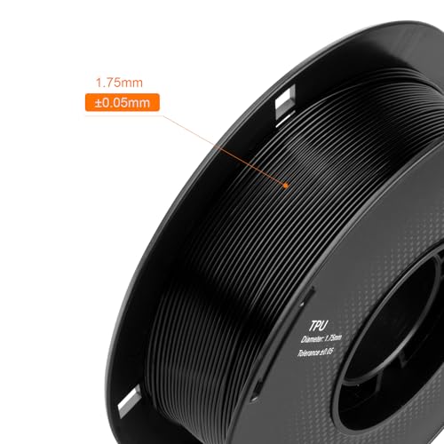 TINMORRY TPU Filament 1.75 mm, Flexible TPU Rolle Weiches 3D-Drucker Filament, 1kg Spule (2.2 lbs), 95A TPU Schwarz – Bild 3