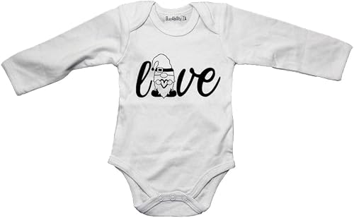 Love Gnome - Valentine - Baby Grow White Long Sleeve