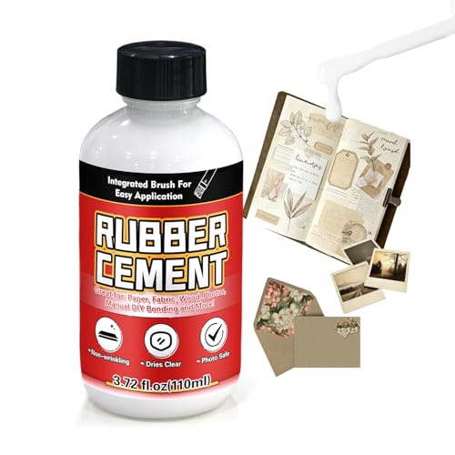 Rubber Cement 110ml Multifunctional White Adhesive No Wrinkling PVA Glue Ideal for Crafts Paper Fabric Wood Photos DIY Crafts and More