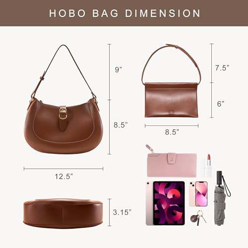 Image of SUNLIGHT LEAVES Vintage Vegan Leather Crescent Hobo Bag For Women Lunar Shoulder Purse Satchel Under Arm Lady Handbag