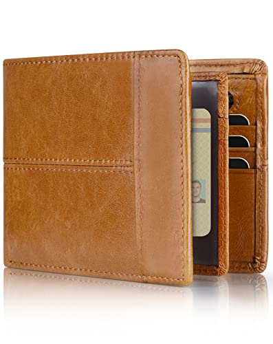 Swallowmall Mens Wallet Rfid Genuine Leather Bifold Wallets For Men, Id Window 16 Card Holders Gift Box #TOP17
