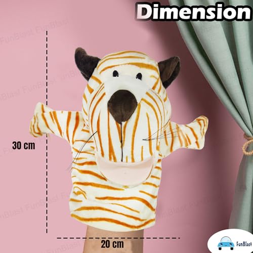 FunBlast Animals Hand Puppets for Kids – Plush Hand Puppet with Movable Open Mouth, Soft Hand Puppets for Kids, Story Telling Puppet for Kid, Fun Play Learning Toys (Tiger)
