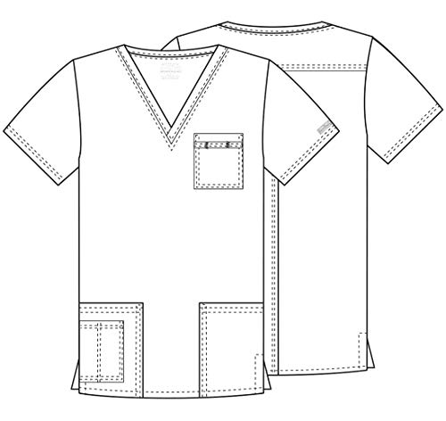 Image of Cherokee Scrubs for Men & Women V-Neck Scrub Top with 4 Pockets, Cotton Blend Soft Stretchy Easy Care Nursing Uniform - 4725