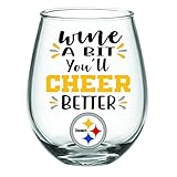 Team Sports America Pittsburgh Steelers, 17oz Boxed Stemless WIne Glass