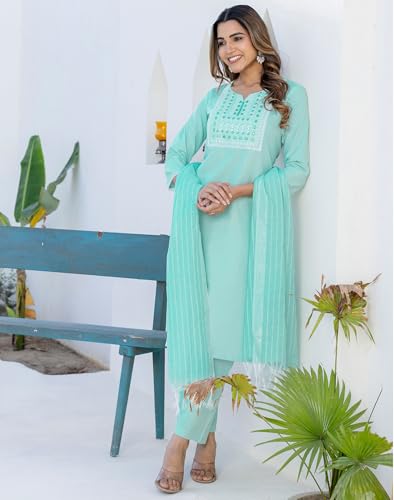 Image of SKYLEE Rayon Chikankari Embroidery Anarkali Kurta Set with Dupatta