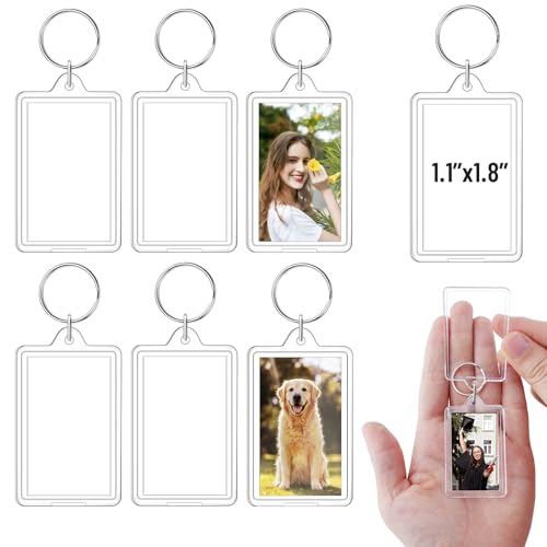 ZJJZGYXINTAI Photo Keychain 1.8 x 1.1 inch Acrylic Clear Blank Picture Frame Keyring for DIY Craft Personalised Favor Gift