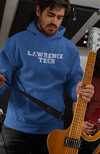 CreateMyTee Lawrence Tech Block Distressed One Color Unisex Hooded Sweatshirt - LTU Blue Devils Apparel2
