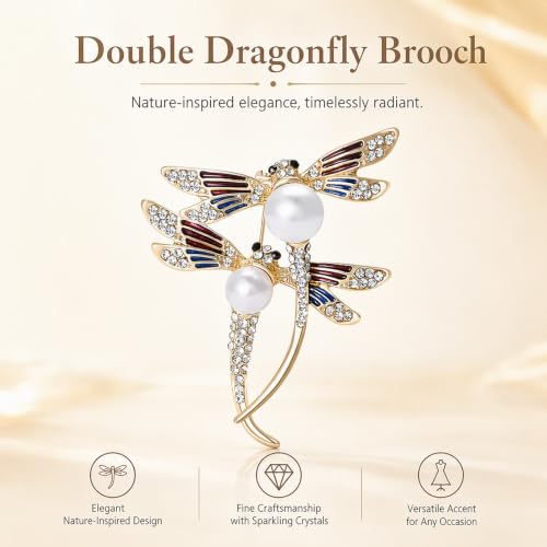 Image of Dragonfly Brooch Pin for Women Rhinestone Lapel Pins Vintage Animal Brooches for Costume Accessories