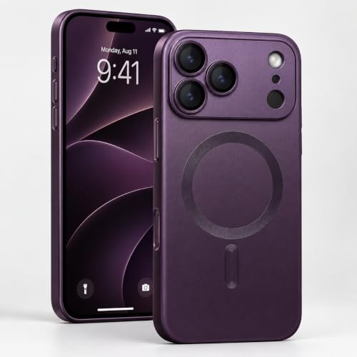 Image of amazon basics Premium Mag-Safe Case for iPhone 17 Pro | Shockproof & Anti-Scratch Cover | Soft Silicone with Wireless Charging | Camera Lens Guard - Light Purple