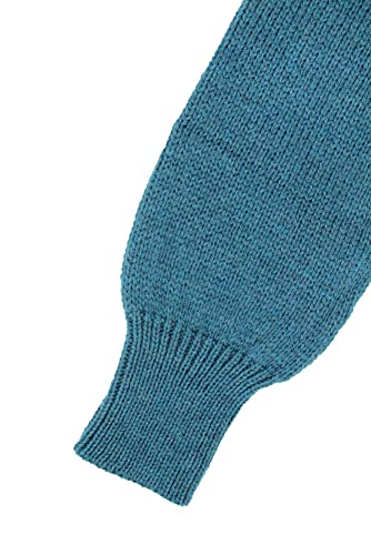 Image of Aran Crafts Irish Cable Knitted Chunky Sweater, 100% Super Soft Wool, Authentic & Traditional, Classic Fisherman Sweater-Style Knit, Made in Ireland, R5108-LG-TEAL
