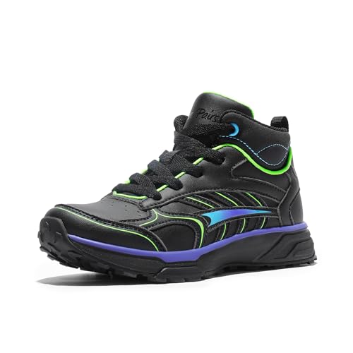 Dream Pairs Kids Shoes Hiking Boots Boys Girls High-Top Shoes Outdoors Duraplay Lace-Up Lightweight Hiking Sneakers,Size 1 Little Kid,Black/Blue/Green,Sdhs2404K cover