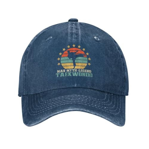 RTEFDVB Gorra de béisbol Taekwondo Retro de algodón Personalizada Neutra y Transpirable para Mujer Hombre Transpirable El Hombre El Mito La Leyenda Tae Kwon Do Kick Dad Hat Deportes