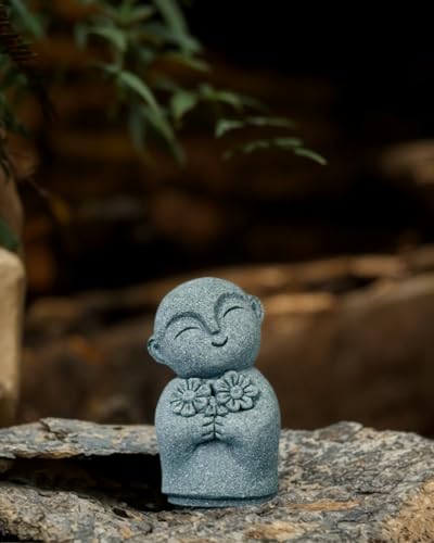 Mini Estatua de Monje Buda de Piedra Decorativa Zen miniatura 5