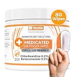 Nootie Medicated Ear Finger Wipes with Chlorhexidine for Dogs, Gentle Dog Ear Cleaning Wipes for Itchy, Sensitive Ears - Helps Remove Wax, Dirt Buildup, & Odor 80 Wipes - Made in USA