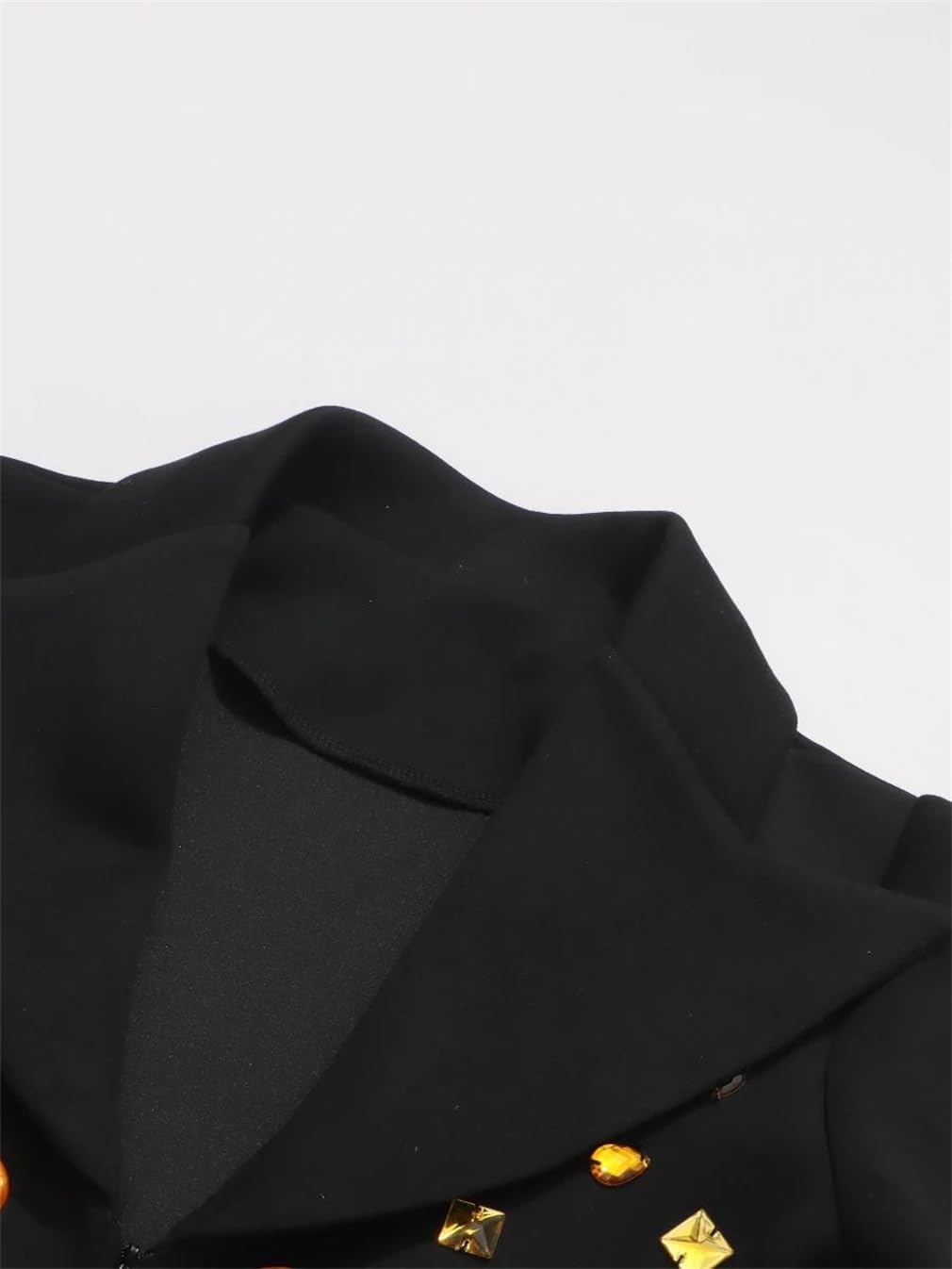 Women's Formal Spliced Rhinestone Blazer Front Zip Lapel Long Sleeve Cocktail Suit Jacket