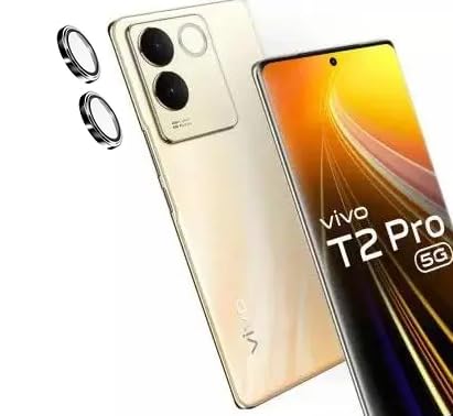 Image of Back Camera Lens Protector For Vivo T2 Pro 5G (Metal Ring /Anti-Scratch /Clear /Silver), Pack of 2