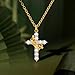 Cicy Bell Pendant Necklace For Women 18K Gold Plated Crown Cross Cubic Zirconia Trendy Necklace Faith Cross Jewelry Gift