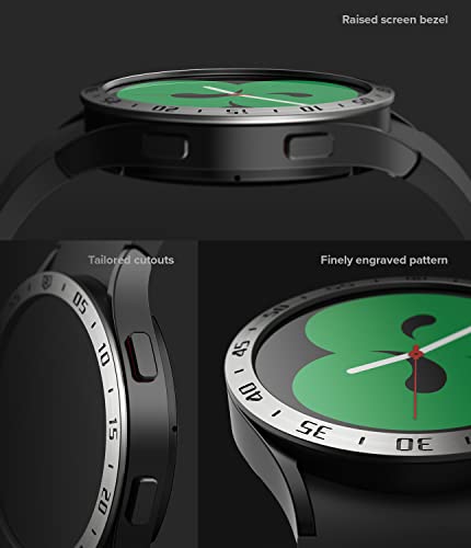 Image of Ringke Bezel Styling Compatible with Samsung Galaxy Watch 4 40mm / Galaxy Watch FE Accessory Adhesive Frame Ring Cover Anti Scratch [Stainless Steel] Protection - Silver [40-01]