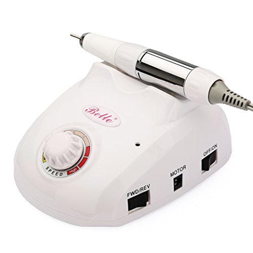 Belle Nail Drill White Electric Manicure Pedicure File Machine Upgraded with Anti-scald Handpiece for Salon Use Acylic Nail Tool Kit
