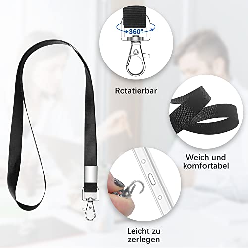 hoinya 12 Stück Schlüsselband Lanyard Schwarz Schlüsselbänder Nylon Umhängeband mit Metall Swivel Karabinerhaken Haken für Schlüssel, Handy, Brieftaschen und Ausweishalter
