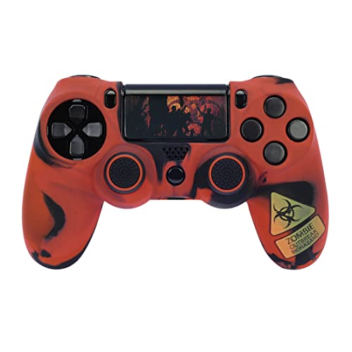 Controller Hülle Silikon Zubehör Set per controller PS4 SLIM/PS4 PRO, (Schutzhülle mit Thumbstick-Kappen, Trigger-Aufsätzen, Touchpad-Schutzfolie, Adesivo, Custodia in silicone), Undead - Controller - Immagine 2