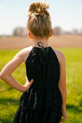 Little Girls Summer Adjustable Halter Neck Dress Sleeveless Chiffon Dress Size 4-12 Years3