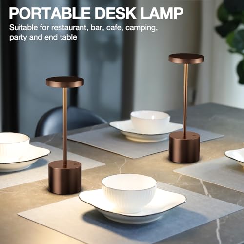 Set de 2 lámparas de mesa recargables Kakanuo marrón miniatura 5