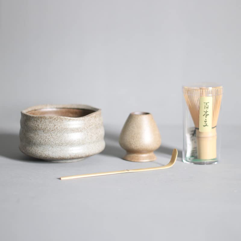 4 Pezzi Fatti a Mano per la casa Matcha Tea Set Tool Stand Kit Bowl Whisk Scoop Gift Ceremony Accessori Tradizionali Giapponesi